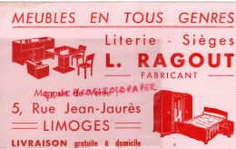 87- LIMOGES- BUVARD MEUBLES L. RAGOUT- 5 RUE JEAN JAURES- MOBILIER LITERIE - M