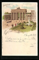 Lithographie Berlin, Brandenburger Tor Mit Passanten  - Other & Unclassified