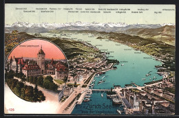 AK Zürich, Schweiz. Landesmuseum, Totalansicht Mit Zürichsee  - Autres & Non Classés