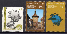 Nepal / New Zealand 1974 UPU Centenary 3 Stamps MNH - U.P.U.