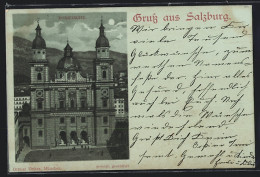 Mondschein-Lithographie Salzburg, Ansicht Der Domkirche  - Altri & Non Classificati