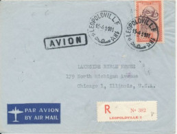 BELGIAN CONGO REGISTERED COVER FROM LEO. 13.04.51 TO CHICAGO - Covers & Documents