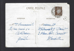 LETTRE FRANCE ENTIER PETAIN BORDEAUX  POUR MARSEILLE 1942 - 1921-1960: Période Moderne