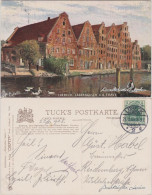 Ansichtskarte Lübeck Lagerhäuser An Der Trave 1908  - Autres & Non Classés