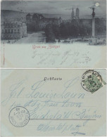 Ansichtskarte Stuttgart Mondscheinlitho - Schloß, Straße Und Denkmal 1898 - Stuttgart