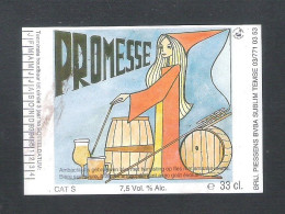 BRIJ PIESSENS BVBA SUBLIM - TEMSE -PROMESSE   - 33 CL  - 1 BIERETIKET  (BE 338) - Bière