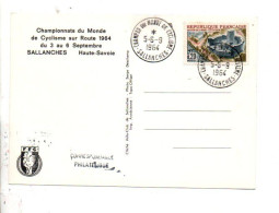 CHAMPIONNAT DU MONDE DE CYCLISME SALLANCHES 1964 - Matasellos Provisorios