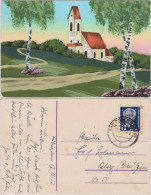 Ansichtskarte  Künstlerkarte: Birken Vor Kirche 1952 - Contemporain (à Partir De 1950)