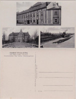 Ansichtskarte Gröba-Riesa 3-Bild: Schlageter-Schule, Hafen 1934 - Riesa