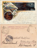 Cartoline Litho AK Neapel Napoli 3 Bild Litho Vesuv - Ausbruch 1898  - Other & Unclassified