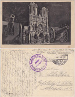 CPA Reims Reims Cathedrale Mit Artillerie - Propaganda 1915 - Autres & Non Classés