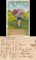  Kleines Mädchen Goldrand-Prägekarte - Geburtstag 1912 Prägekarte - Anniversaire