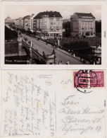 Ansichtskarte Pilsen Plzeň Straßenpartie, Wilsonbrücke - Geschäfte 1939 - Tschechische Republik