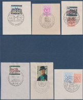 13 Timbres Sur 10 Fragments Oblitérés Divers Tampon Rond De Belgique Commémoratifs Et Divers - Used Stamps