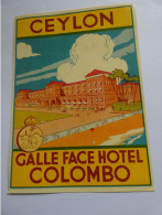 étiquette Hotel Bagage -  Galle Face  Hôtel Colombo Ceylon Ceylan Sri Lanka   STEPétiq3 - Hotel Labels