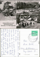Ansichtskarte Schierke Felsen, Panorama, Skifahrer Im Ort 1982 - Sonstige & Ohne Zuordnung