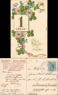  Glückwunsch - Neujahr/Sylvester - 1 Jan. Mit Kleeblätter 1905 Goldrand - Nouvel An