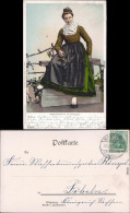 Ansichtskarte  Oberhessiche Volkstracht - Frau 1908  - Vestuarios