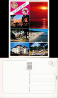 Ansichtskarte Koserow Kirche, Strand, Schilfhäuser, Hotel, Zeltplatz 2000 - Autres & Non Classés