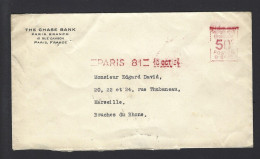 LETTRE FRANCE EMA 1934 THE CHASE BANK - Annullamenti Meccaniche (Varie)