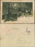 Postcard Danzig Gdańsk/Gduńsk Litho AK: Stadt Bei Nacht 1899  - Danzig