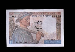 JC, Billet, France, Dix, 10 Francs Mineur, 10-3-1949, 2 Scans - 10 F 1941-1949 ''Mineur''