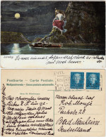 St. Goarshausen Loreley Mit Dampfer Bei Mondschein - Künstlerkarte 1950 - Loreley
