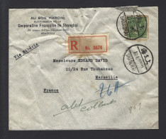 LETTRE CHINE SHANGHAI POUR MARSEILLE VIA SIBERIE 1937 Au Bon Marché - 1912-1949 République