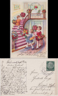 Ansichtskarte  Mädchen Mit Geschenken Und Blumen 1940 - Andere & Zonder Classificatie