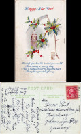 Ansichtskarte  Happy New Year, Relief Mistel, Sense 1912 Prägekarte - Nouvel An