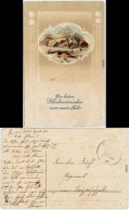 Glückwunsch Neujahr: Prägekarte Winterdorf Ansichtskarte Künstlerkarte  1914 - New Year
