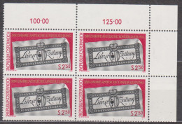 1980 , Mi 1657 ** (5) - 4er Block Postfrisch -  350 Jahre Amtliche Linzer Zeitung - Neufs