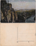 Rathen Blick Von Der Bastei (Effektkarte) B Königstein Bad Schandau  1916 - Rathen