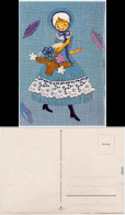 L. Dobon Mädchen - Blumenkorb Am Arm  Schmuck Künstlerkarte 1980 - Contemporary (from 1950)