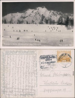 Seefeld Skifahrer Am Hang, Hütte Foto Ansichtskarte 1931 - Sonstige & Ohne Zuordnung