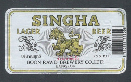 SINGHA LAGER BEER  - BANGKOK   -  BIERETIKET  (BE 363) - Cerveza