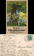 Ansichtskarte  Glückwunsch - Pfingsten Junge Auf Bank - Künstlerkarte 1914 - Pentecostés