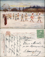 Ansichtskarte  A Snow-shoe Tramp - Künstlerkarte 1910  - Wintersport