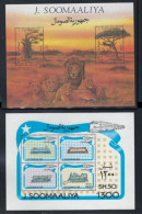 ● SOMALIA 1994 ֍ Patrimonio Forestale : Leone ֍ Locomotive E Treni ● BF N. 35 E 36 ** ● Cat. ? € ● Lotto N. 11 S ● - Somalia (1960-...)