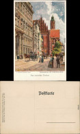 Breslau Wrocław Straßenpartie - Polizeipräsidium - Künstlerkarte 1926  - Poland