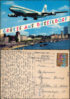 Ansichtskarte Düsseldorf Flugzeug, Panorama, Anlegestelle Für Schiffe 1963 - Düsseldorf