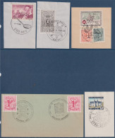 14 Timbres Sur 11 Fragments Oblitérés Divers Tampon Rond De Belgique Commémoratifs Et Divers - Used Stamps