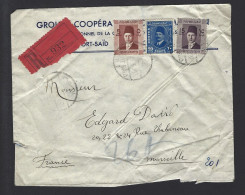 LETTRE EGYPTE PORT SAID Pour MARSEILLE FRANCE 1938 PAR AVION - Storia Postale