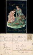Ansichtskarte  Liebespaar Am See - "Vergiss Mein Nicht" 1911 Goldrand - Paare