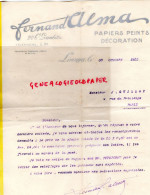 87- LIMOGES- LETTRE FERNAND ALMA- 20 BD GAMBETTA- PAPIERS PEINTS-DECORATION- 1925 - Petits Métiers