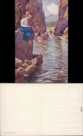 Ansichtskarte  Mann Und Frau Angeln Am Fluss 2 1913 - 1900-1949