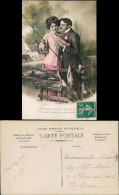 Ansichtskarte  Liebespaar Beim Angeln 1913 - Couples
