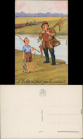 Ansichtskarte  Scherzkarte - Junge Mit Großvater Nach Dem Angeln 1955 - Humor