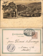 Karlsbad Karlovy Vary 3 Bild Litho: Schloßbrunnen, Marktbrunnen U. STadt 1897  - Tchéquie