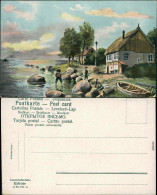Ansichtskarte  Künstlerkarte V. M. Dampei - Angler An Küste 19113 - Contemporanea (a Partire Dal 1950)